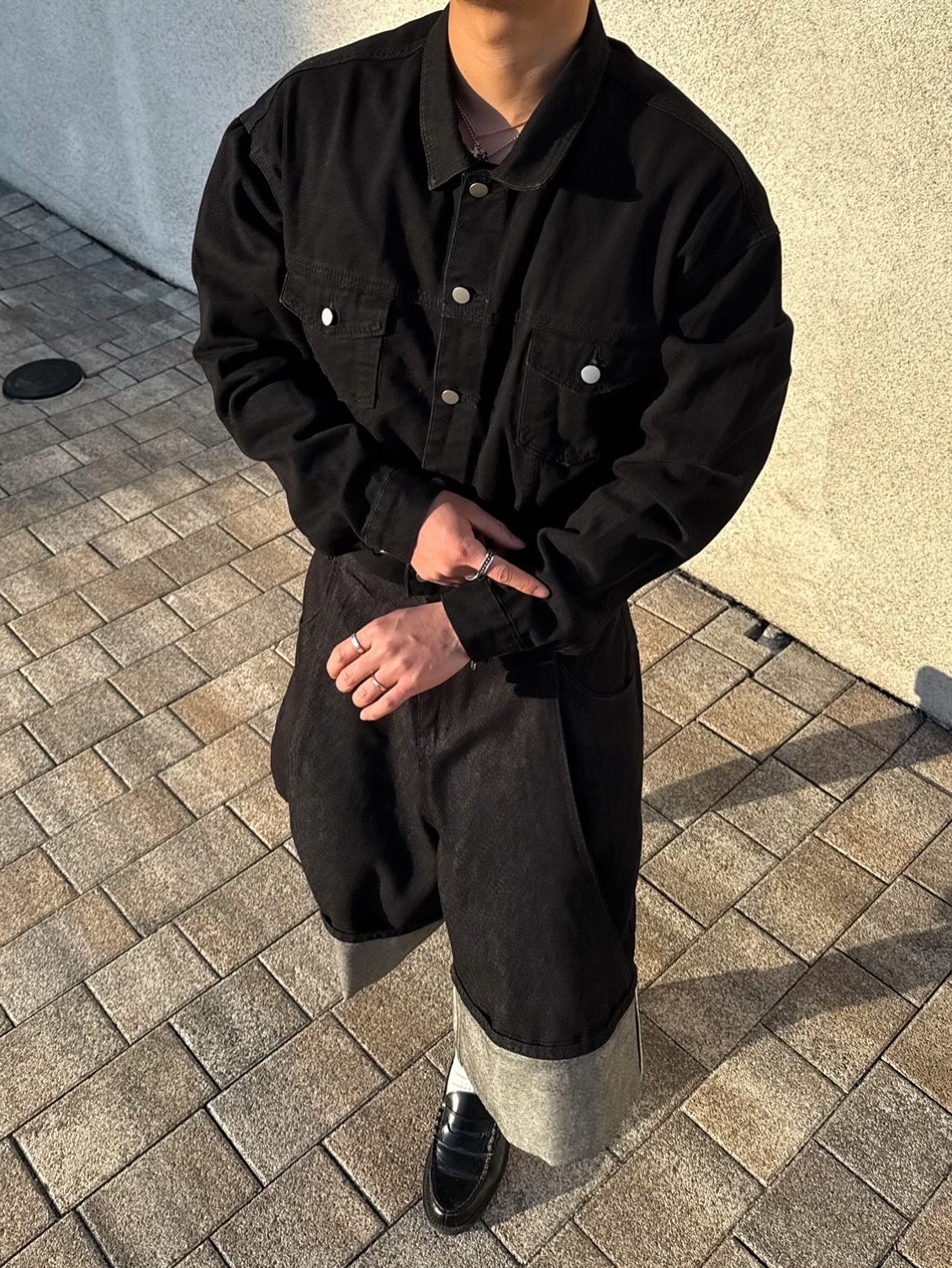 Haruta HS-906 Penny Loafer Black 착용 스타일 - 3