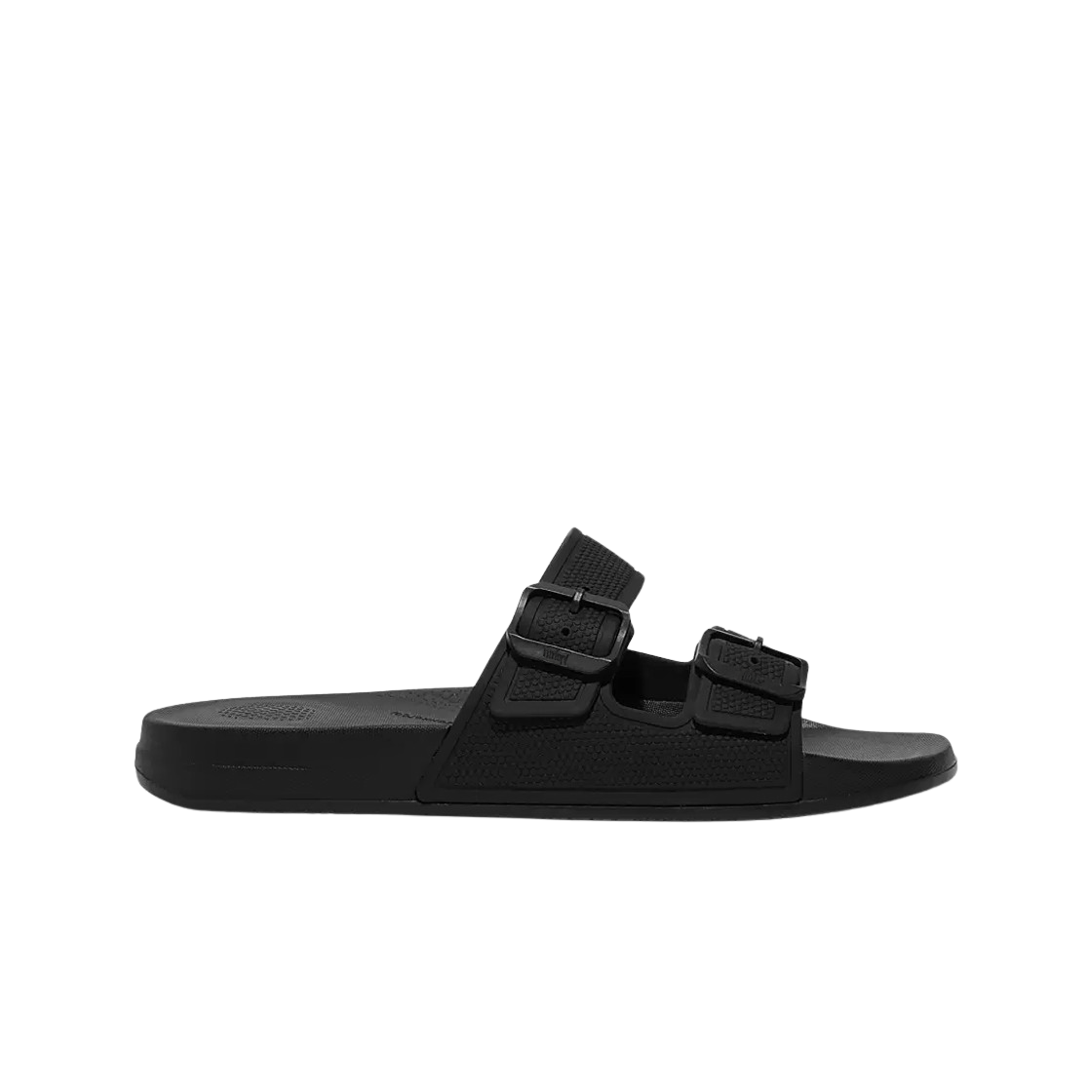 핏플랍 아이쿠션 투 바 버클 슬라이드 블랙(FITFLOP Iqushion Two Bar Buckle Slides Black)