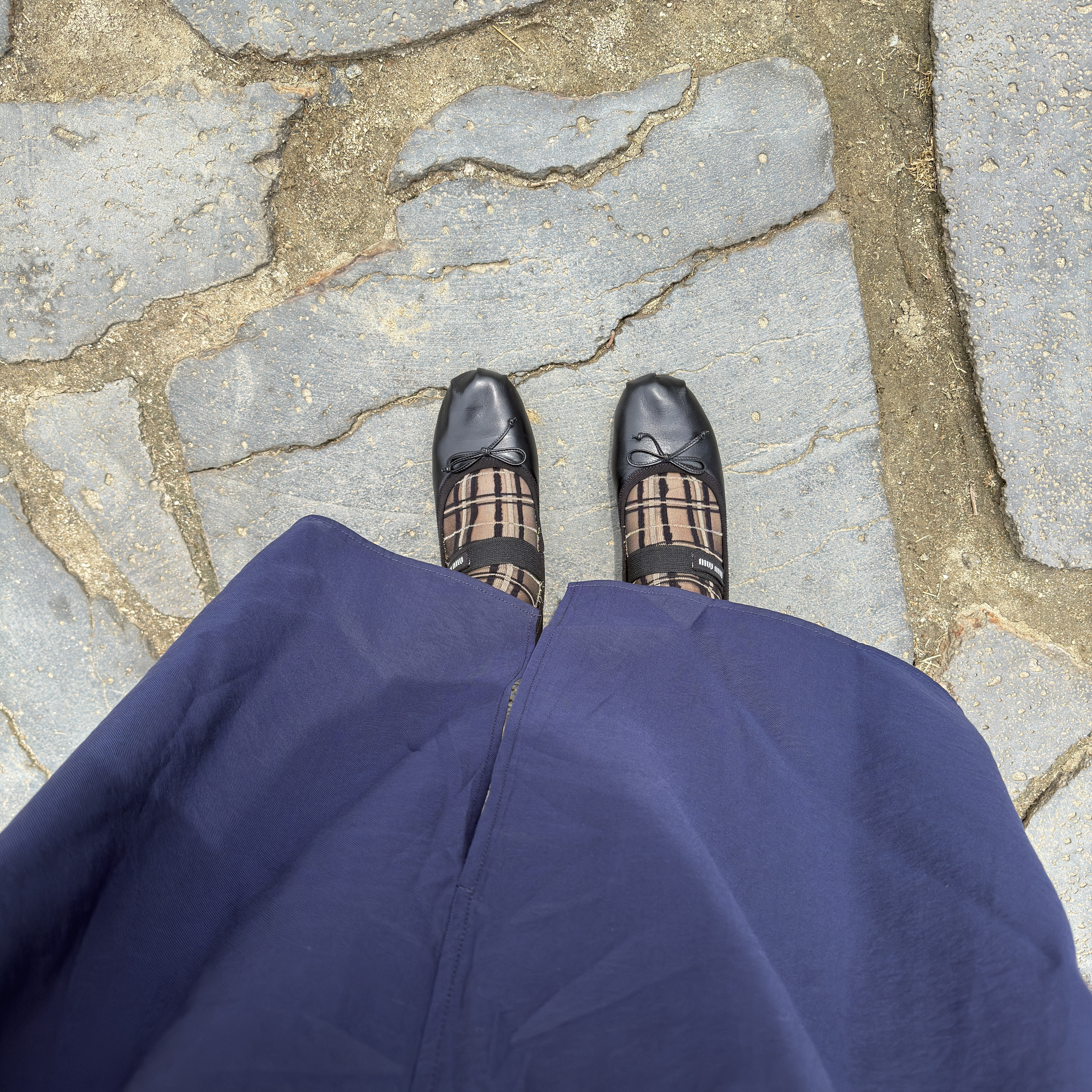 (W) Miu Miu Leather Ballerinas Black 착용 스타일