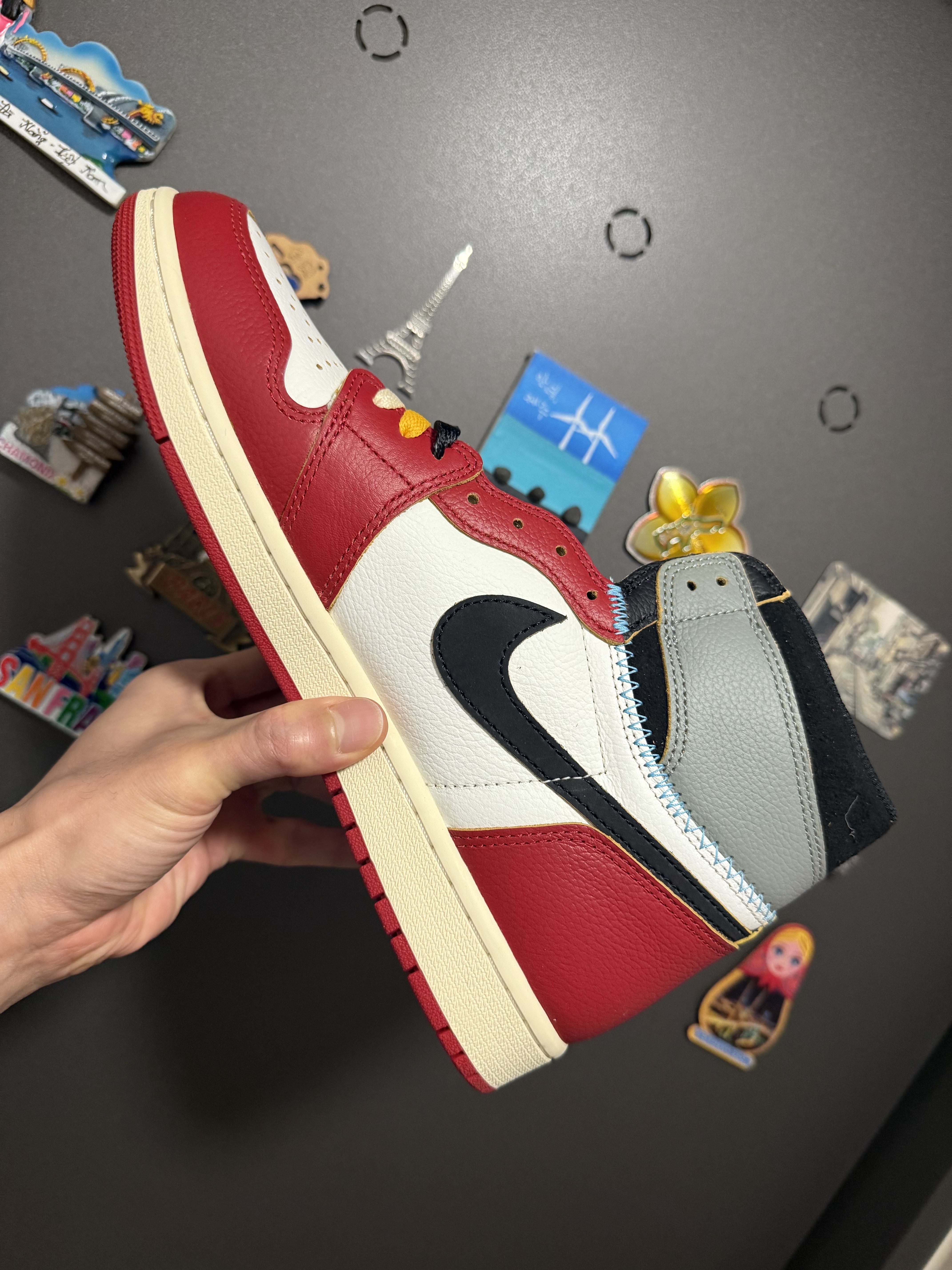 Jordan 1 x Union Retro High OG Chicago Shadow, Jordan 1 x Union Retro High Black Toe 착용 스타일 - 3