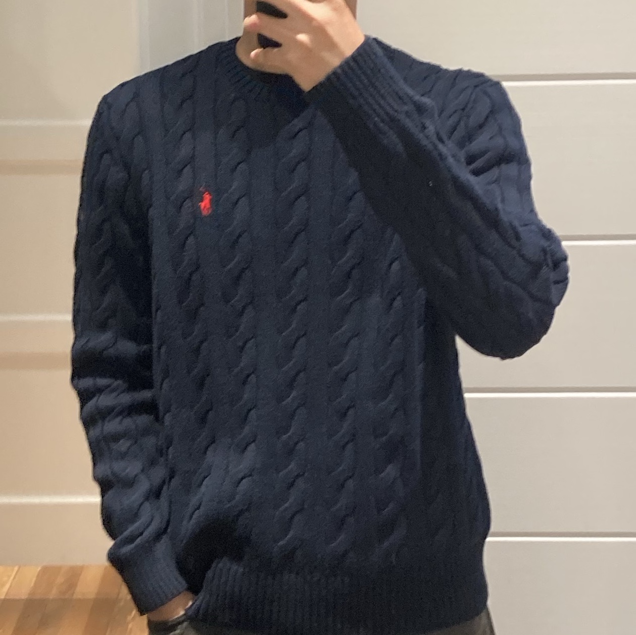 [30%적립] Polo Ralph Lauren Cable Knit Cotton Sweater Hunter Navy 착용 스타일