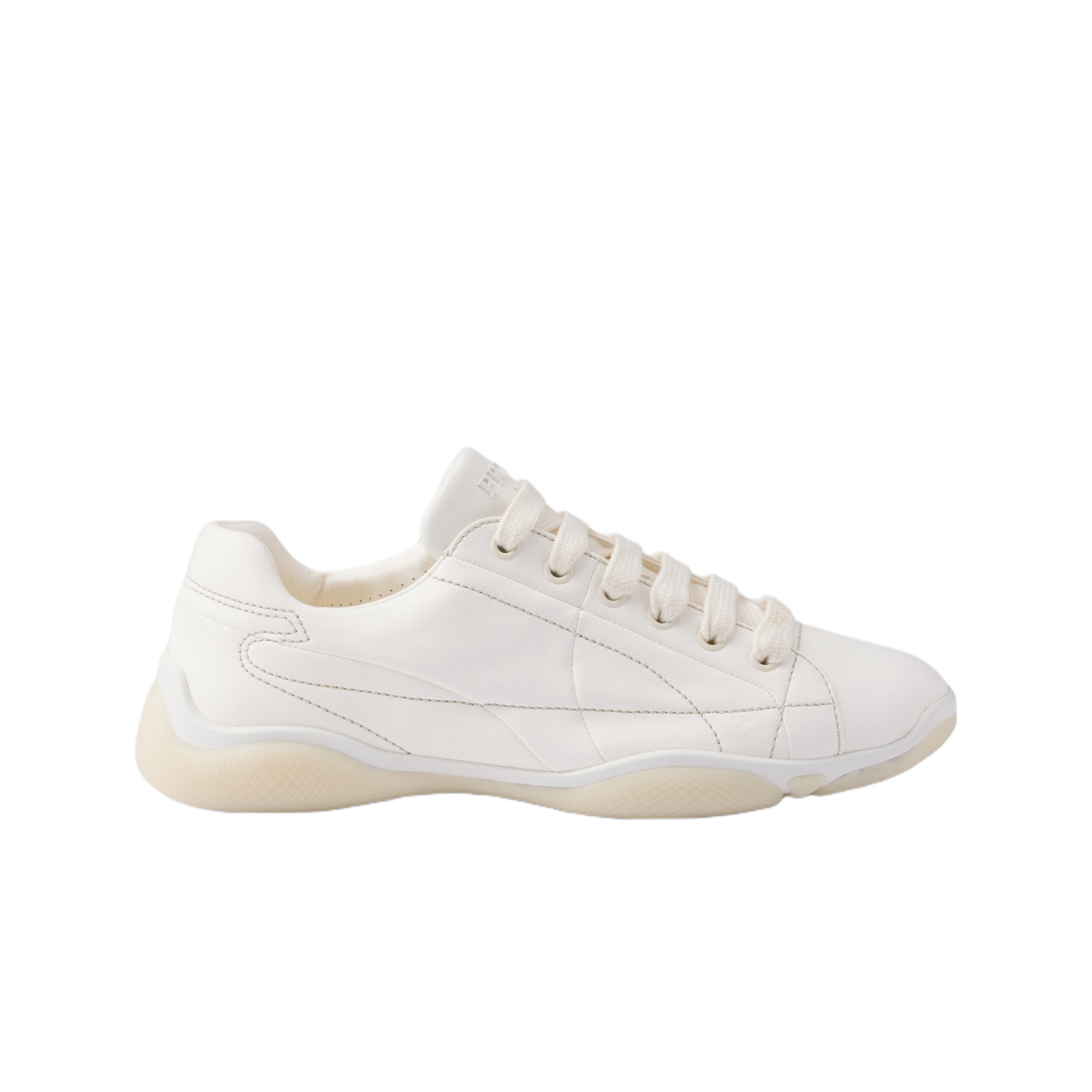 1E942N-038-F0304 (W) Prada Nappa Leather Sneakers Ivory