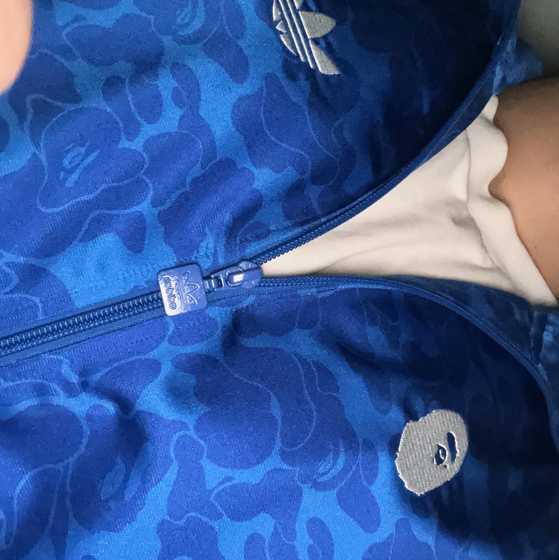 Adidas x BAPE Allover Print Track Top Blue - KR Sizing 착용 스타일