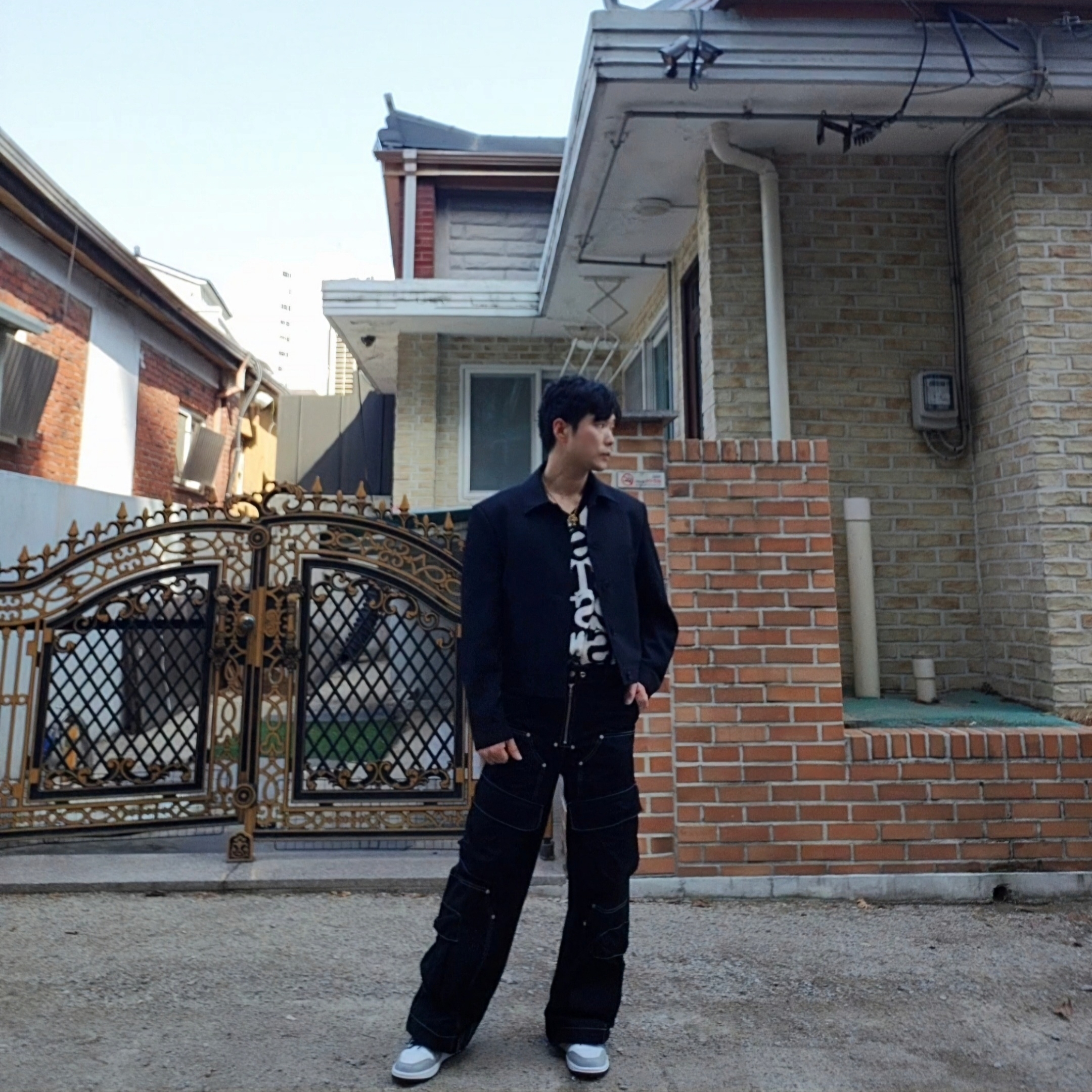 Jordan 1 Low Golf Wolf Grey 착용 스타일 - 1