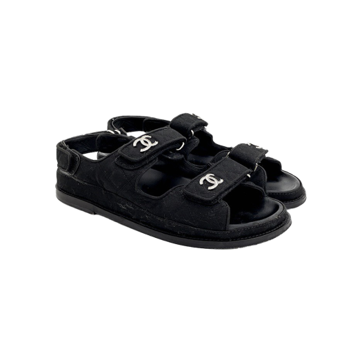 ITNJN68ILLT3 Chanel 20P Velcro Sandal 38.5 Black