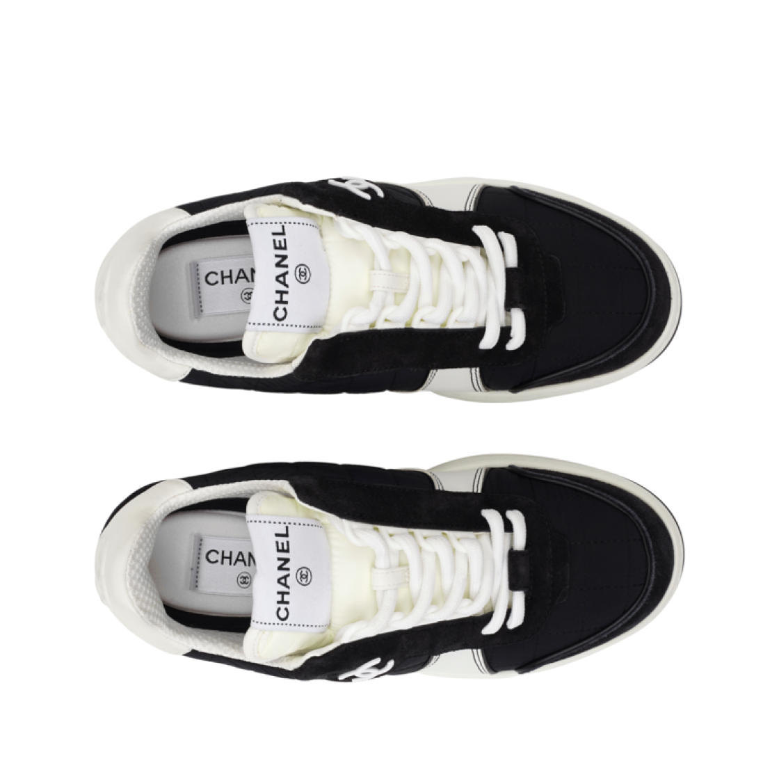 (W) 샤넬 스니커즈 패브릭 스웨이드 카프스킨 & 블랙 화이트((W) Chanel Sneakers Fabric Suede Calfskin & Black White) - 5