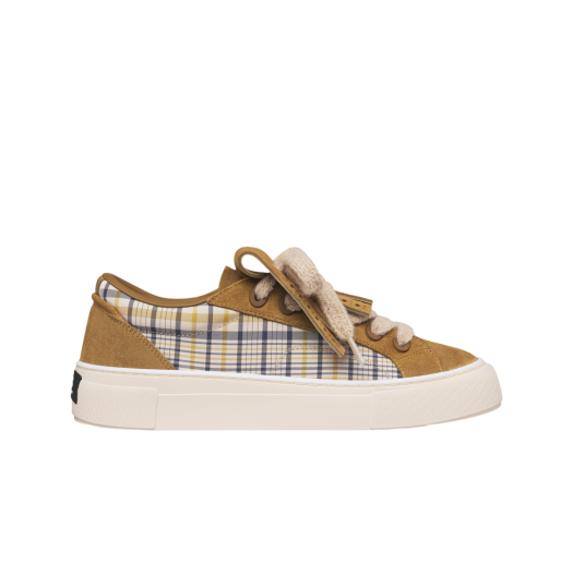 Dior B33 Spin Sneakers Limited and Numbered Edition Suede and Water Repellent Fabric with Tartan Motif Brown Beige Yellow Blue