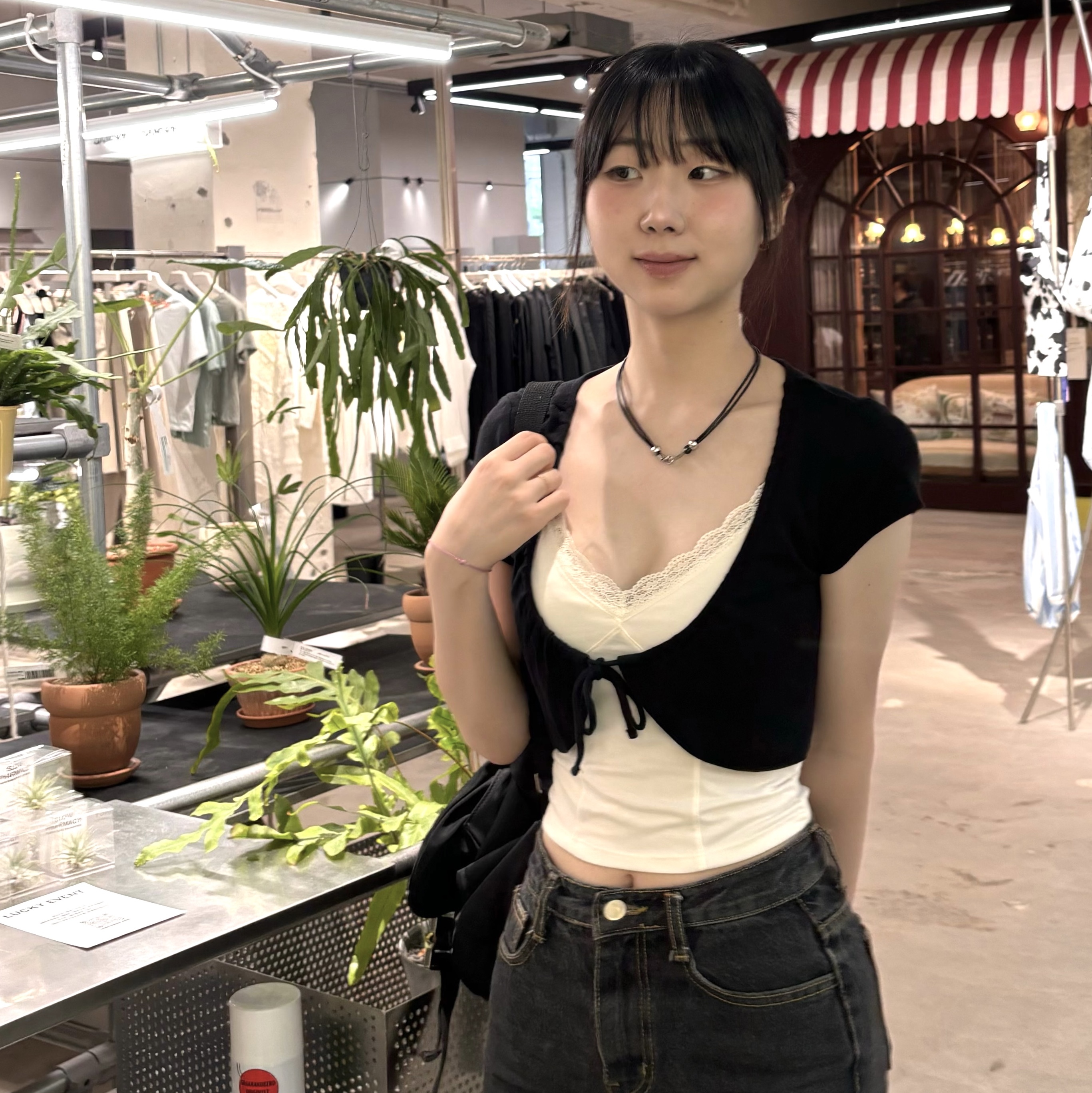 센티멍 넘버 350 네클리스 실버 착용 스타일 - 1