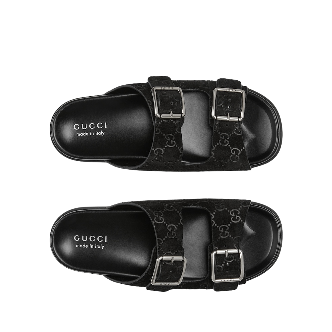 구찌 GG 스웨이드 슬라이드 샌들 블랙(Gucci GG Suede Slide Sandal Black) - 2
