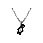 Yvmin Mini Flocked Bear Pearl Necklace Black - 25FW