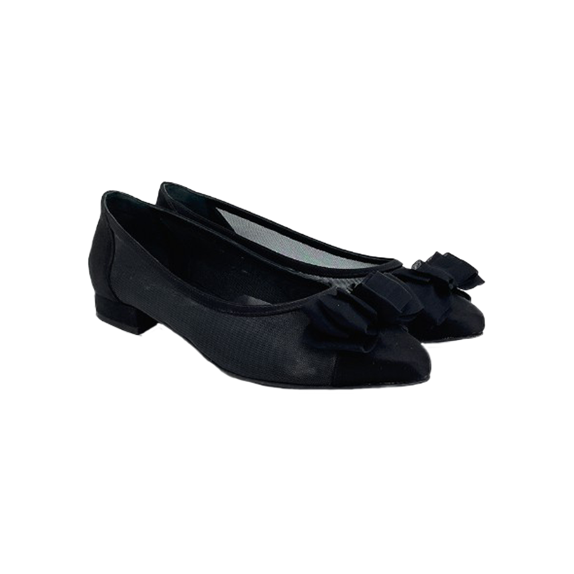 샤넬 17P 리본 매쉬 새틴 플랫슈즈 35.5 블랙(Chanel 17P Ribbon Mesh Satin Flat Shoes 35.5 Black)