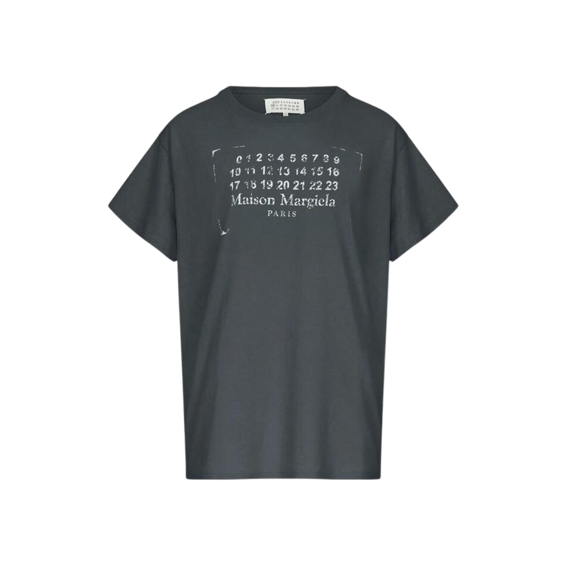 (W) 메종 마르지엘라 스탬프 로고 코튼 티셔츠 워시드 블랙((W) Maison Margiela Stamp Logo Cotton T-Shirt Washed Black) - 1