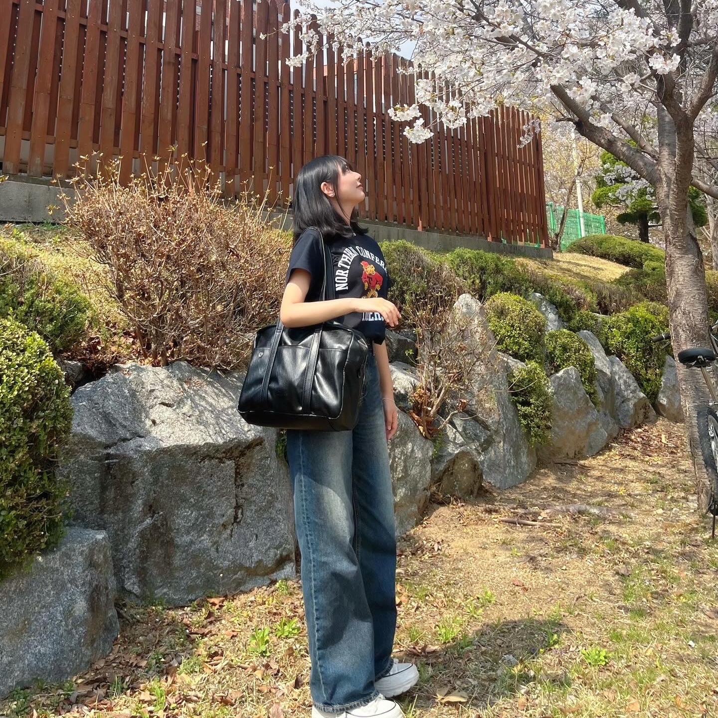 Gildan X American Collection Tiger T-Shirt Black 착용 스타일 - 1