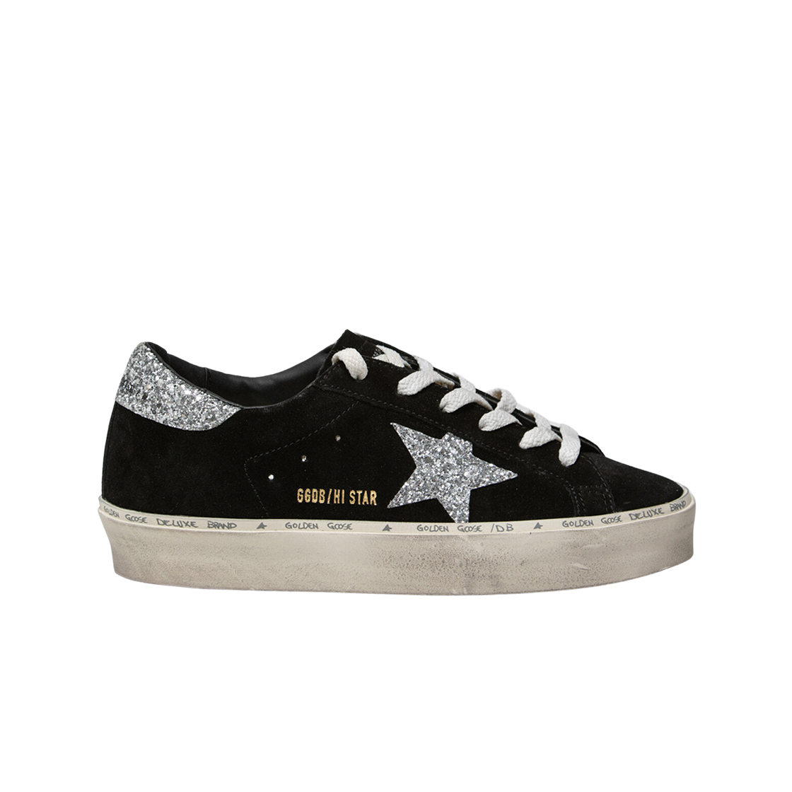 GWF00118-F006389-90179 (W) Golden Goose Hi Star Sneakers Black Silver