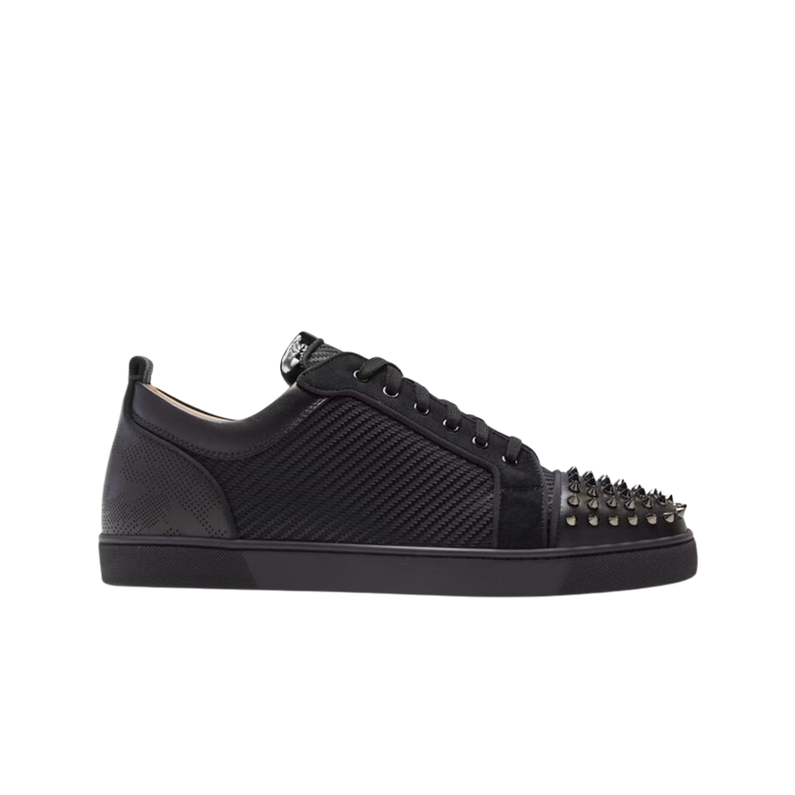 3210383B142 Christian Louboutin Louis Junior Spikes Orlato Flat Black Silver