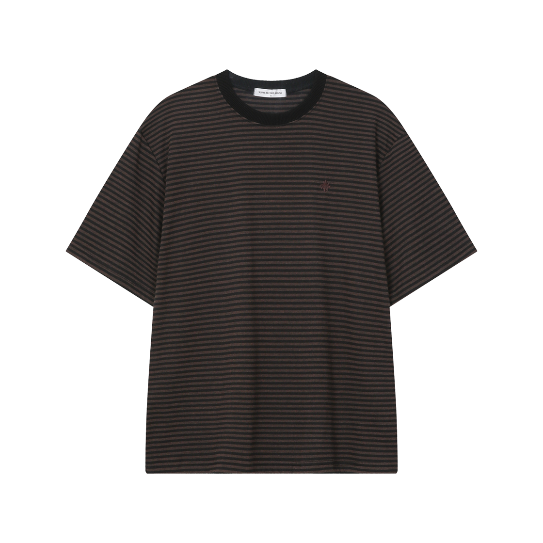 25SSSS01BR SLOW RECORD HOUSE Stripe Short Sleeve Brown