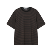 SLOW RECORD HOUSE Stripe Short Sleeve Brown