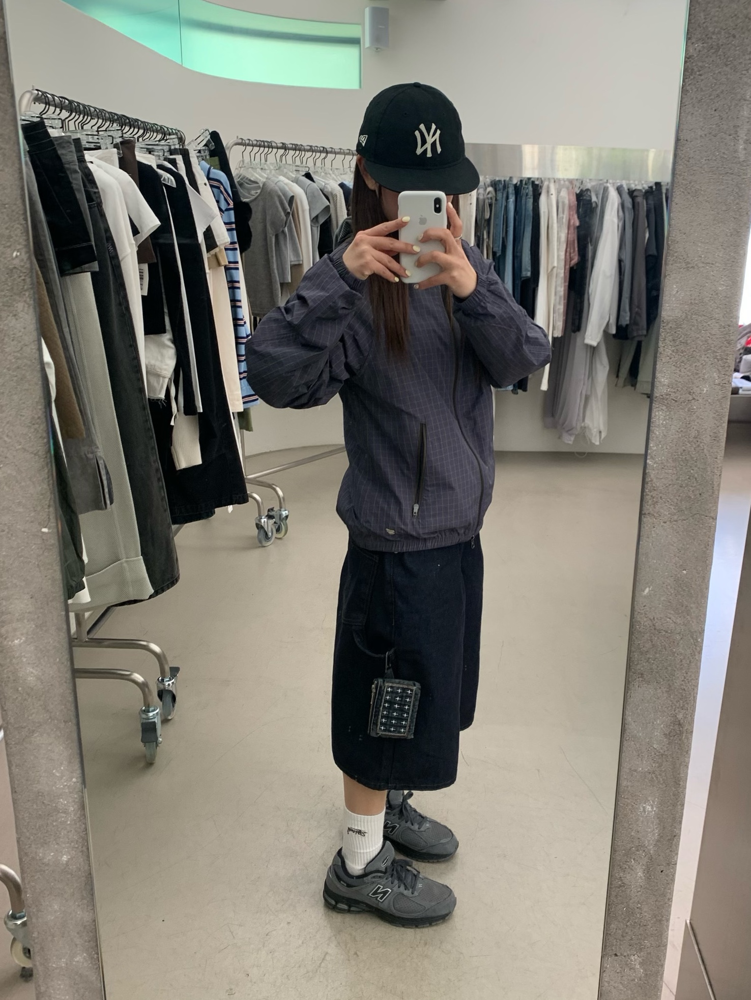 COYSEIO Check Windbreaker Purple, [KREAM 단독] Karactor Patchwork Denim Card Wallet Vintage Blue 착용 스타일