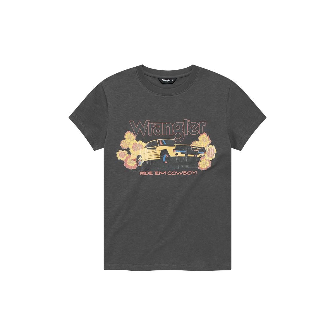 랭글러 (W) 빈티지카 베이비 티셔츠 차콜(Wrangler (W) Vintage Car Baby T-Shirt Charcoal)
