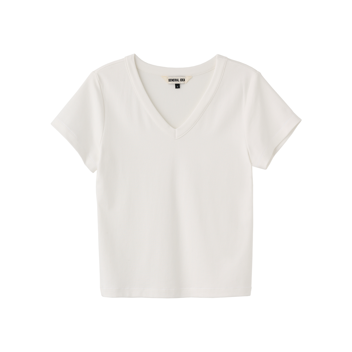 제너럴아이디어 우먼 슬림 브이넥 반팔티 화이트