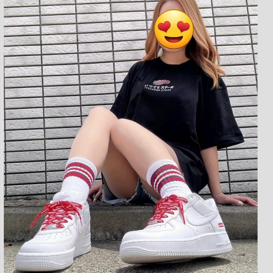 Nike x Supreme Air Force 1 Low White 착용 스타일
