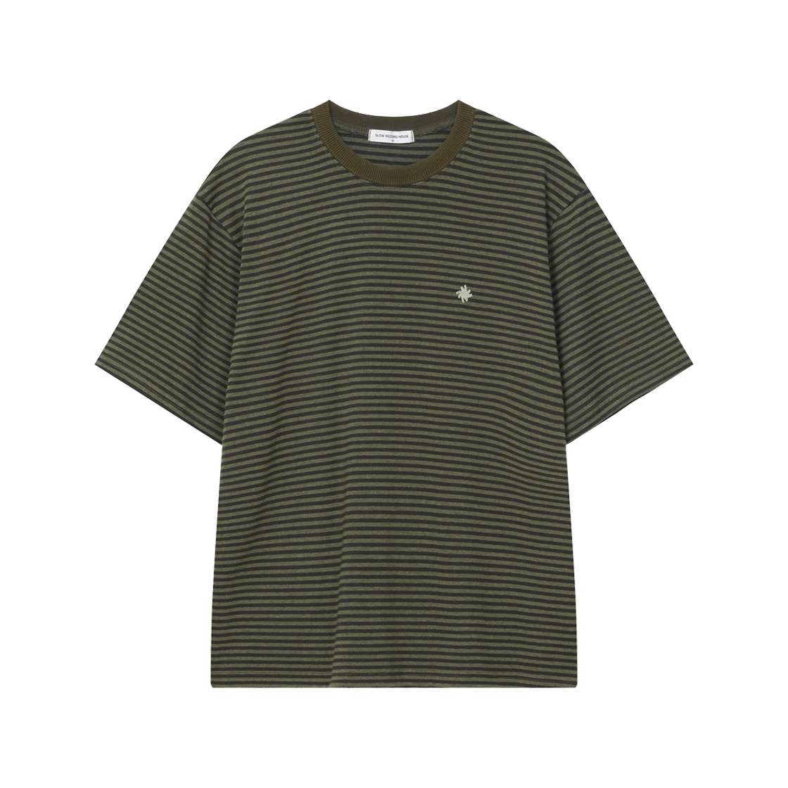 25SSSS01KH SLOW RECORD HOUSE Stripe Short Sleeve Khaki