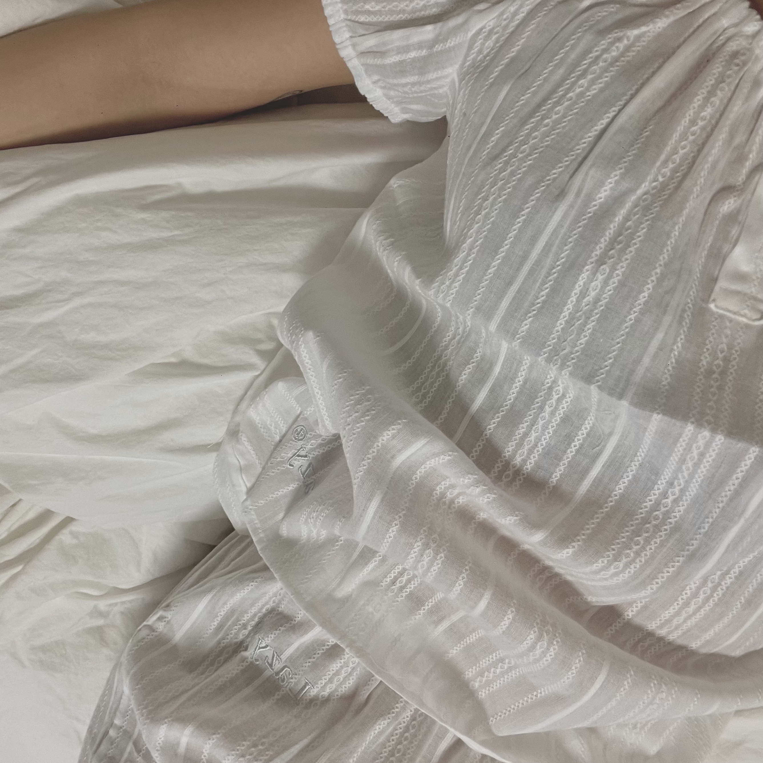 LAZYZ Sweet Summer Cotton Pajama Set White 착용 스타일