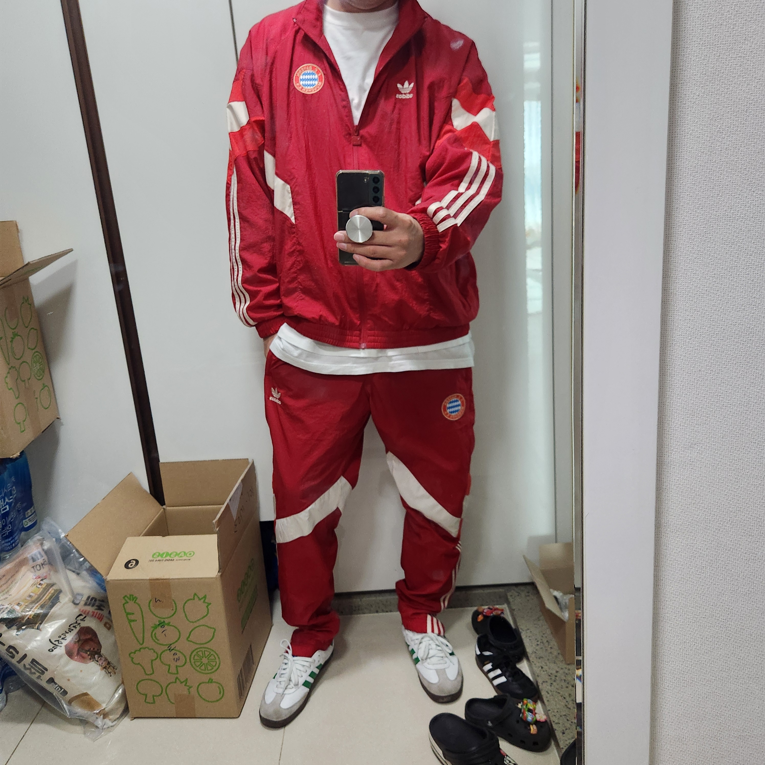 Adidas Bayern Munchen Originals Track Top Active Maroon - KR Sizing 착용 스타일 - 1