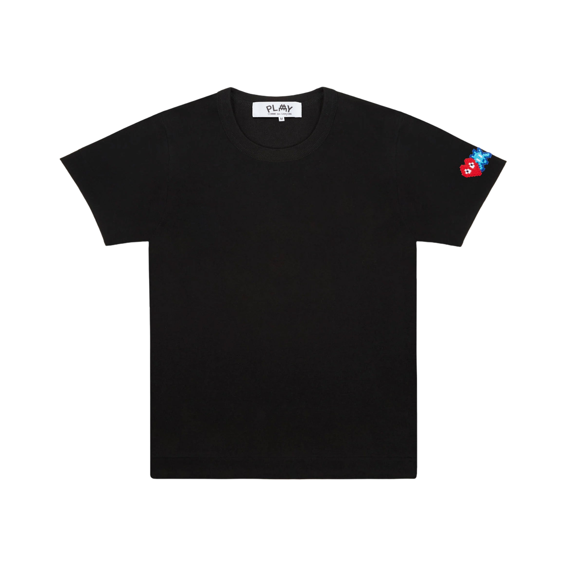 AZ-T327-051-1 (W) Play Comme des Garcons x Invader Double Pixel Heart Short Sleeve T-Shirt Black
