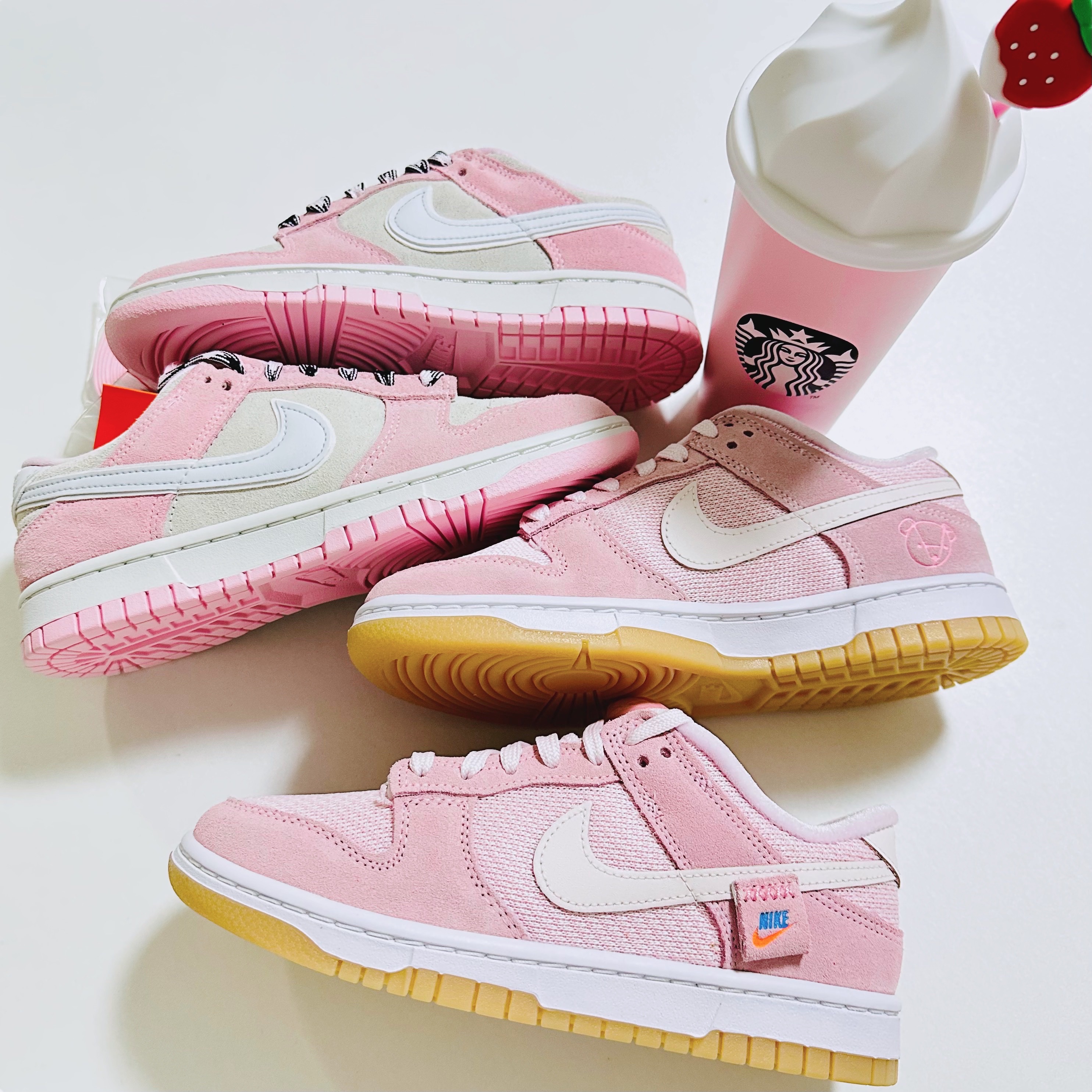 (W) Nike Dunk Low SE Light Soft Pink, (W) Nike Dunk Low LX Pink Foam 착용 스타일