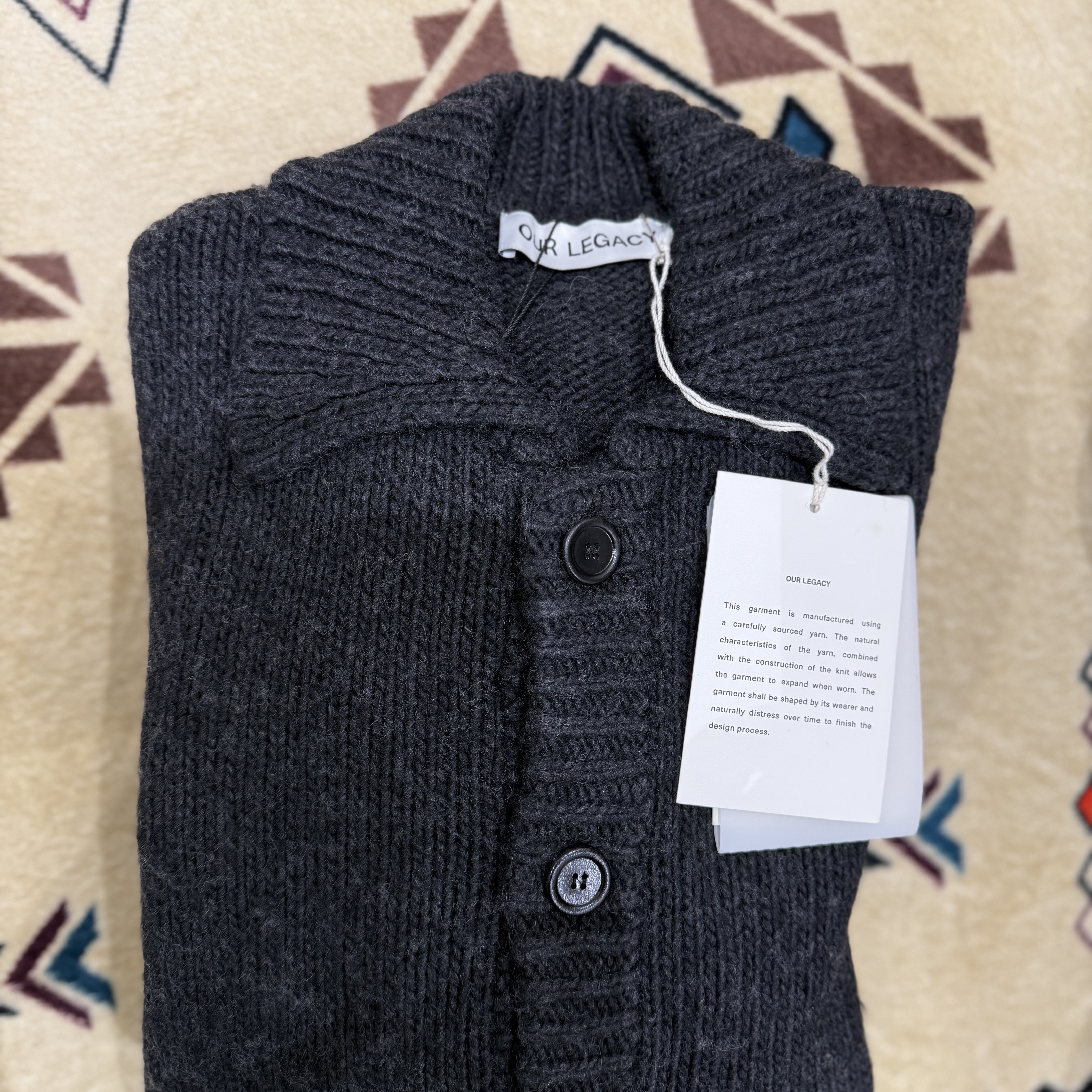 Our Legacy Big Cardigan Shadow Black Funky Acrylic 착용 스타일