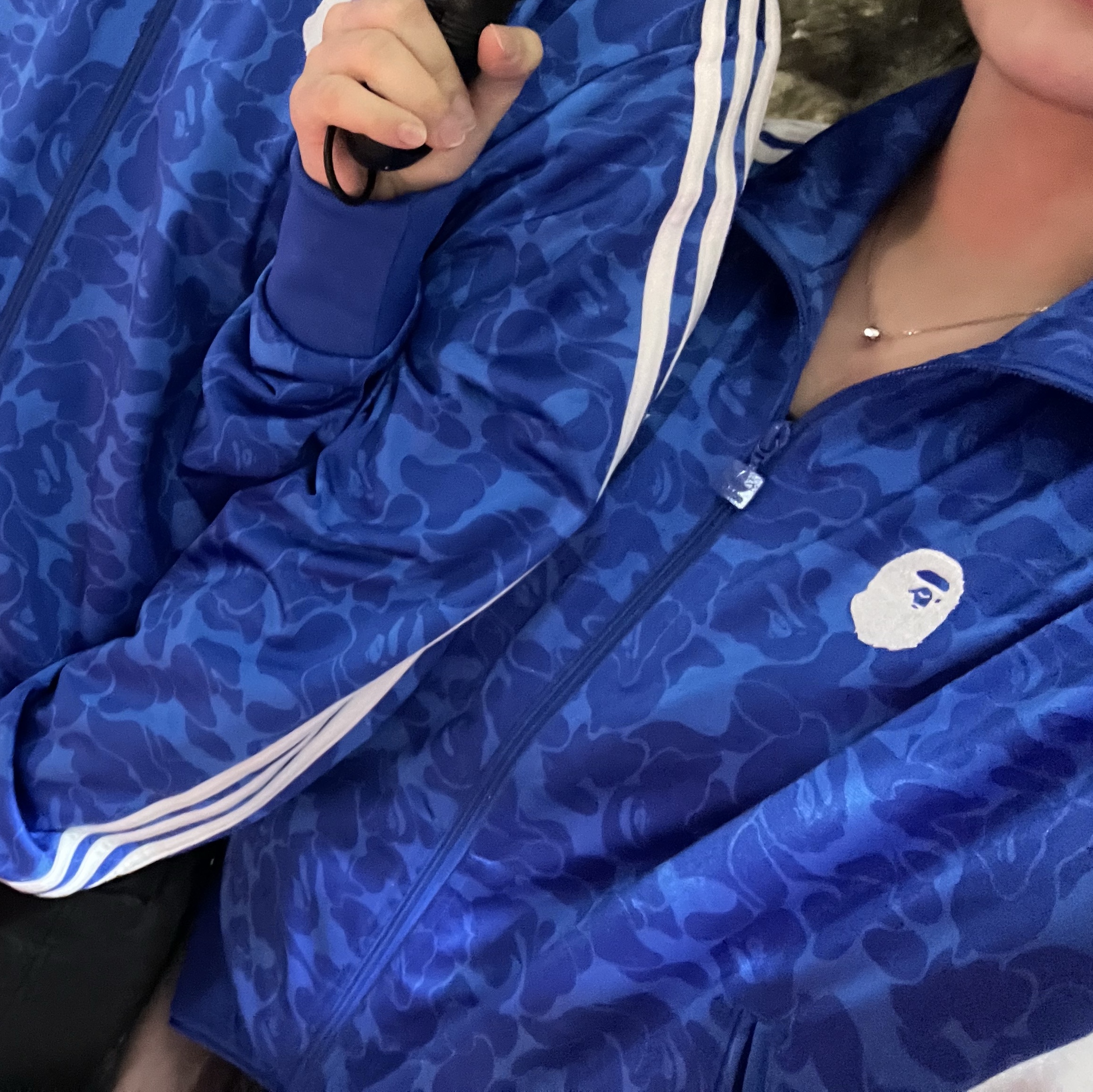 Adidas x BAPE Allover Print Track Top Blue - KR Sizing 착용 스타일