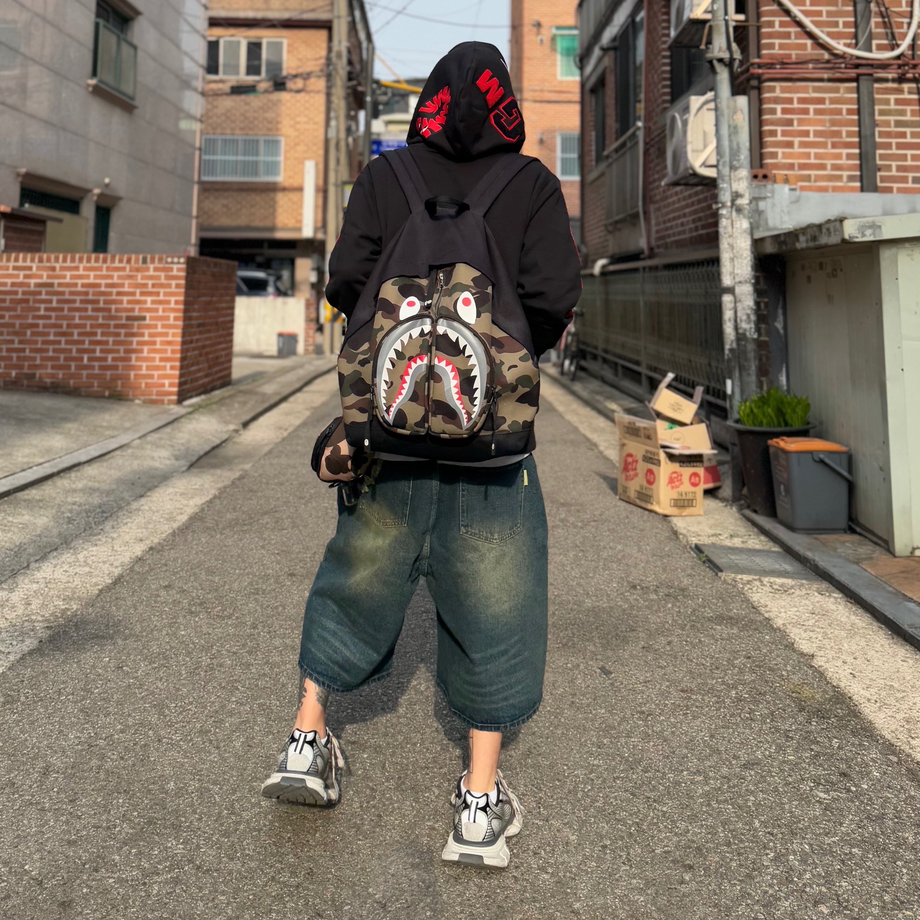 Adidas x BAPE Ultimate Shark Hoodie Black - KR Sizing, Balenciaga 3XL Sneakers Grey White Red 착용 스타일 - 6