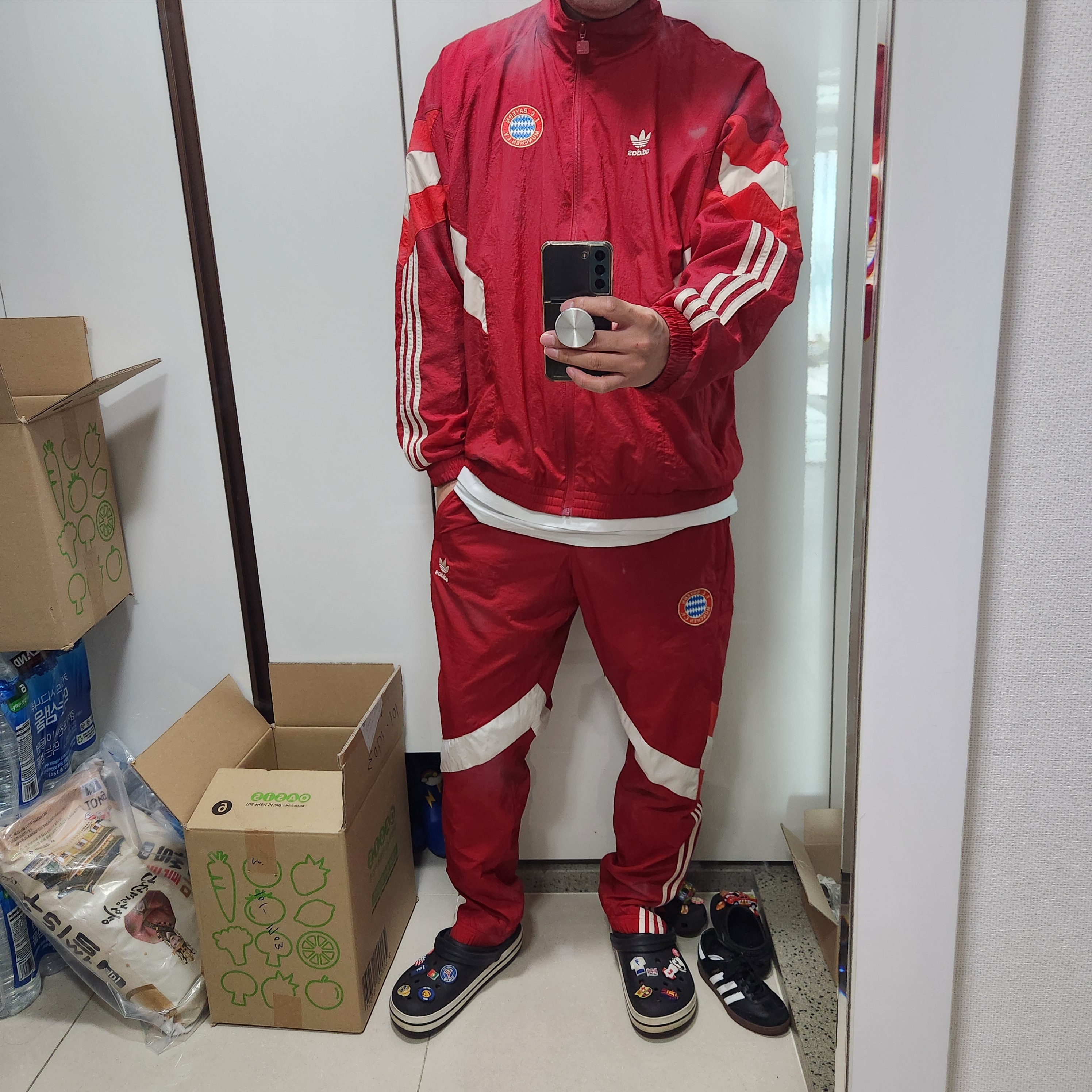 Adidas Bayern Munchen Originals Track Top Active Maroon - KR Sizing 착용 스타일 - 2