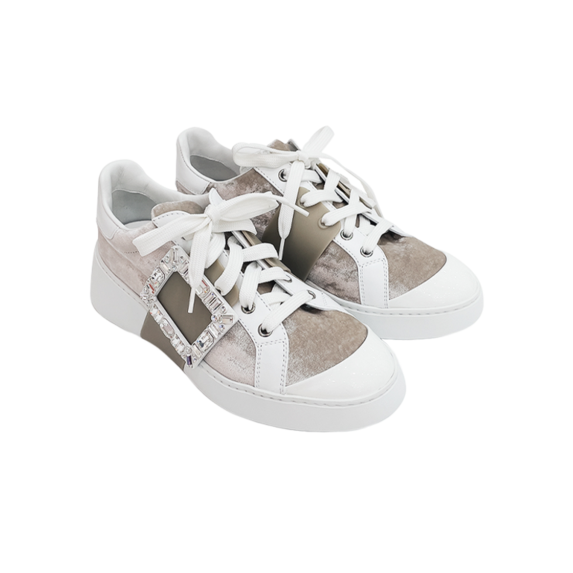 로저비비에 비브 스케이트 버클 스니커즈 38.5 화이트/라이트그레이(Roger Vivier Vivier Skate Buckle Sneakers 38.5 White/Light Grey)