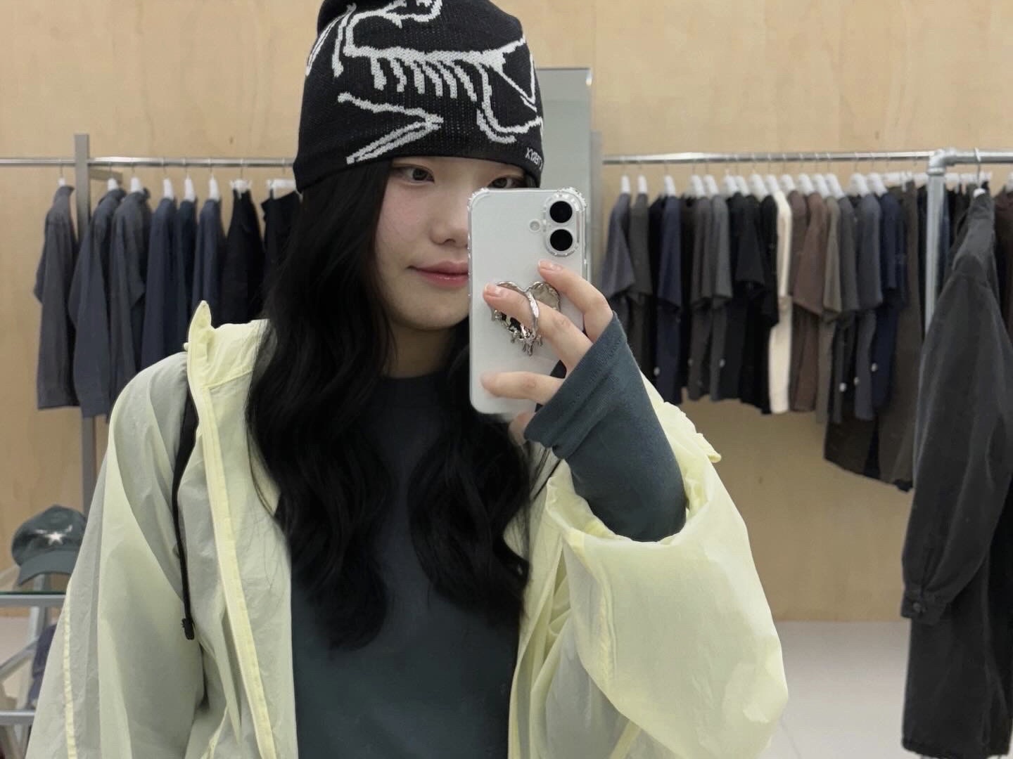 Arc'teryx Bird Head Toque Orca, Aviemuah Heart Phone Knob Rhodium 착용 스타일