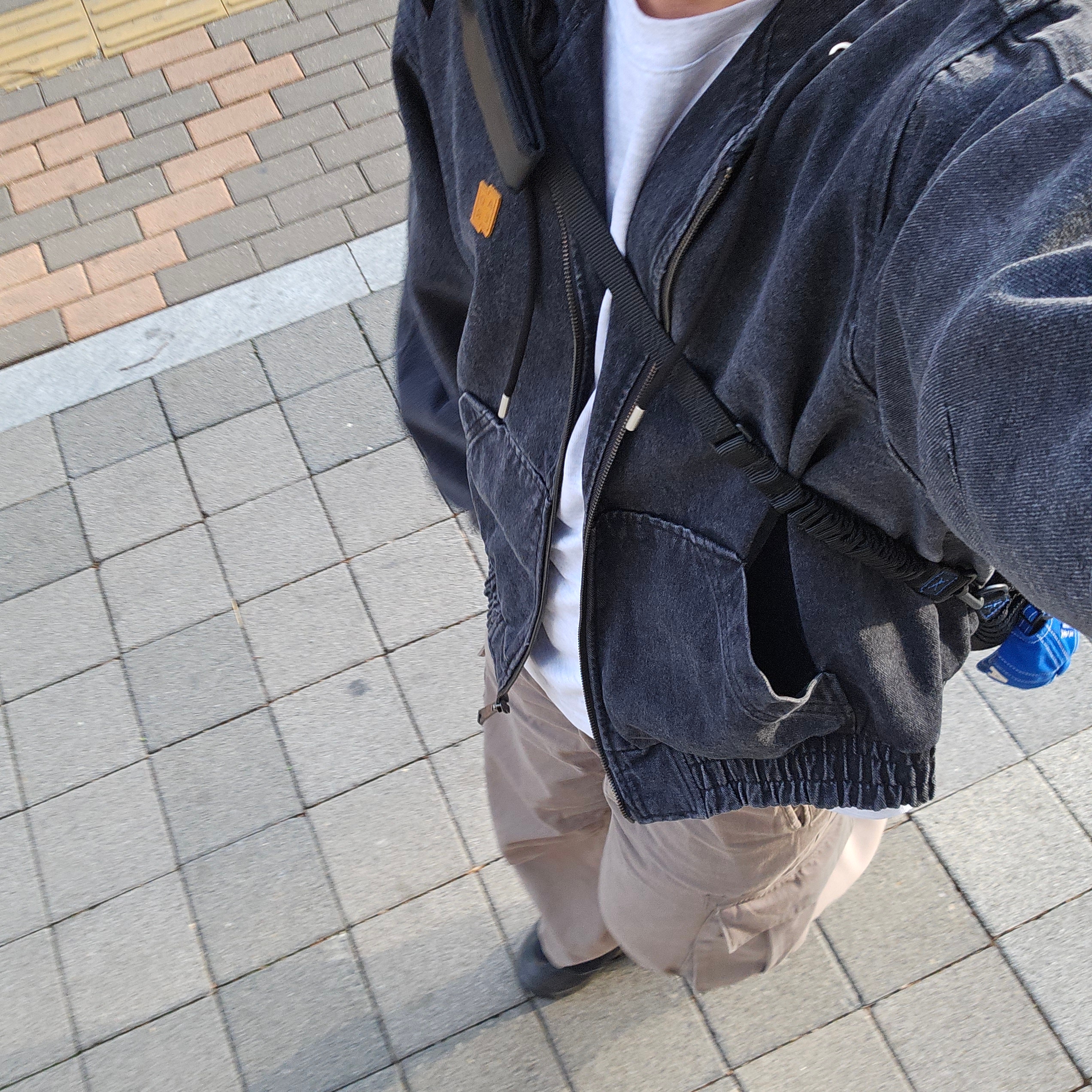 Polyteru Belted Cargo Pants 1.2v Olive Gray, Ader Error Sig; TRS Tag Hoodie Work Jacket 01 Noir 착용 스타일 - 2