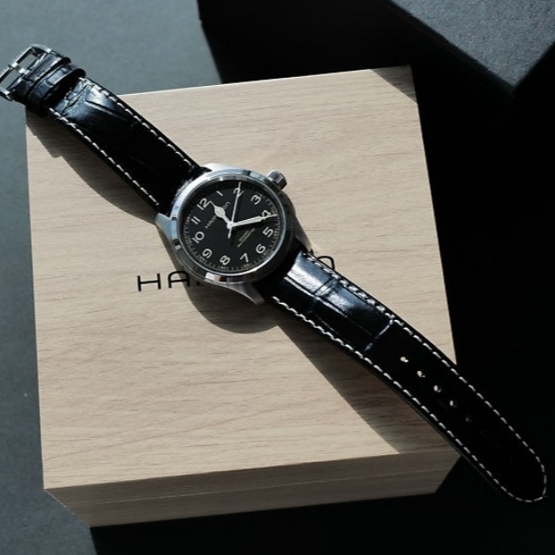 Hamilton Khaki Field Murph 38mm Automatic Stainless Steel Leather Black 착용 스타일 - 1