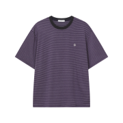 SLOW RECORD HOUSE Stripe Short Sleeve Purple