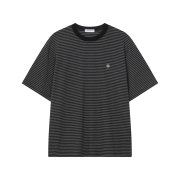 SLOW RECORD HOUSE Stripe Short Sleeve Black
