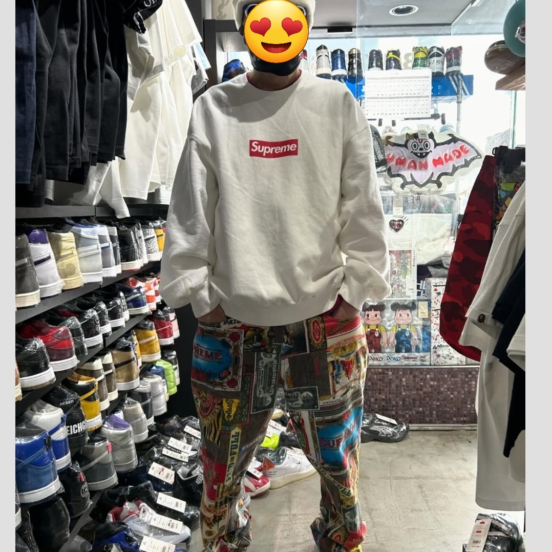 Supreme Washed Box Logo Crewneck White - 25SS 착용 스타일 - 1