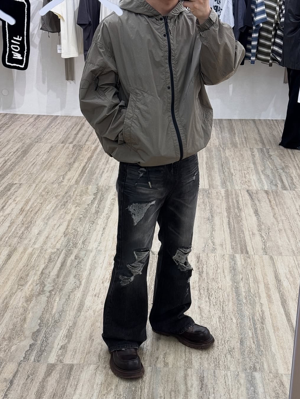 moif x inapsquare City Dweller Parka Sand 착용 스타일 - 1