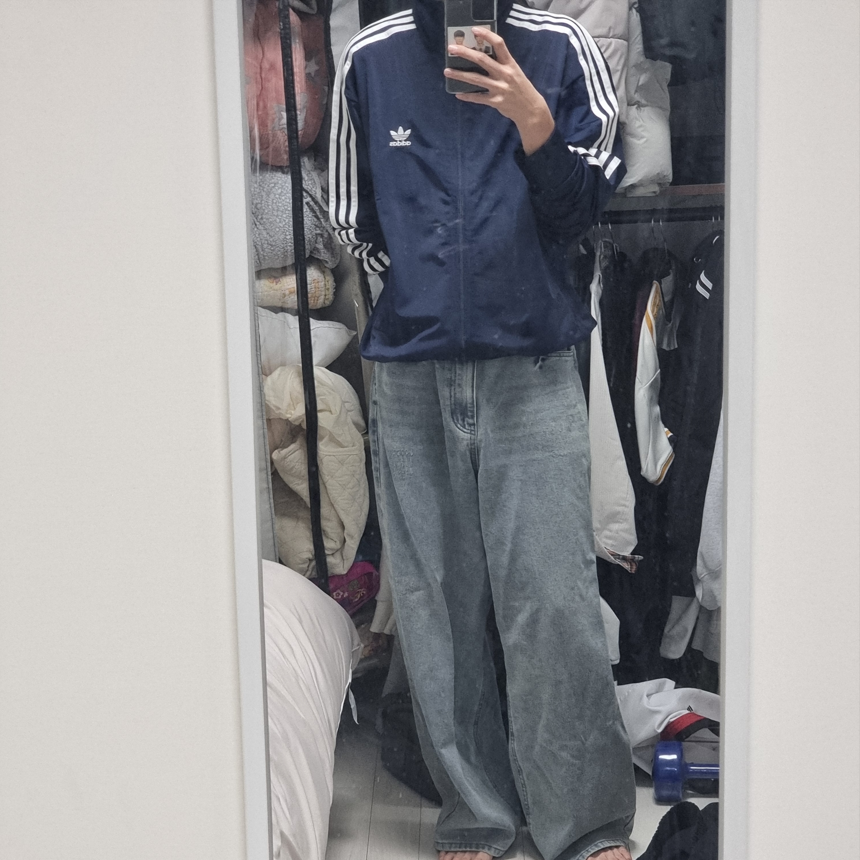 Adidas Adicolor Classic Firebird Track Top Night Indigo - KR Sizing 착용 스타일
