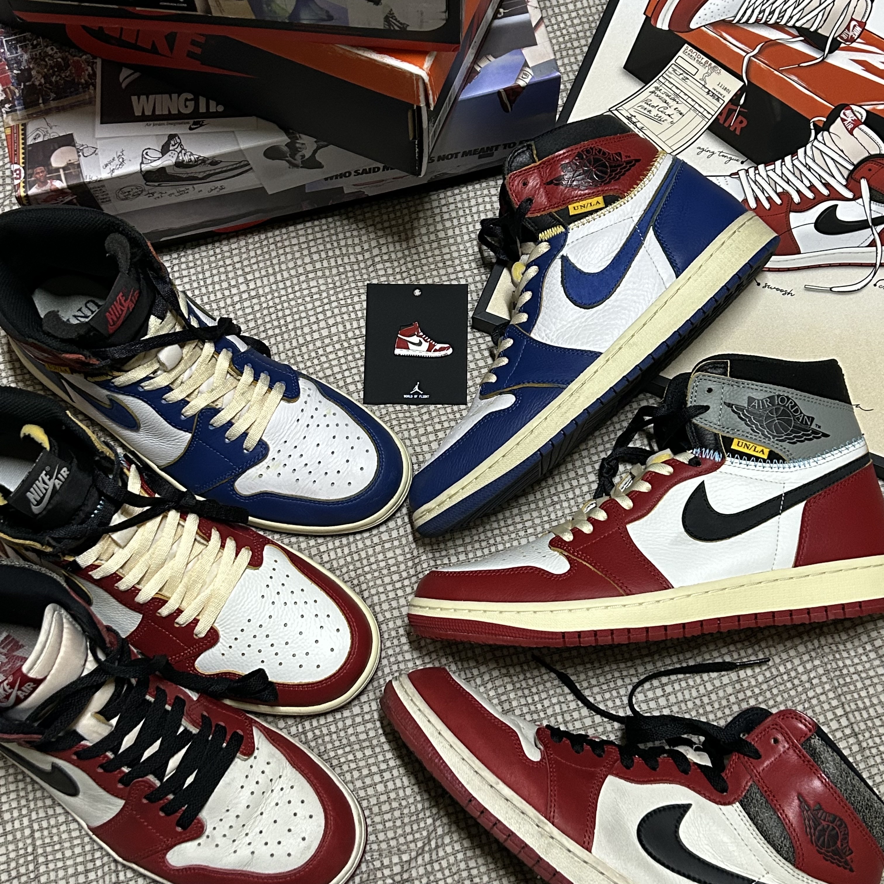 Jordan 1 x Union Retro High Blue Toe, Jordan 1 x Union Retro High OG Chicago Shadow 착용 스타일
