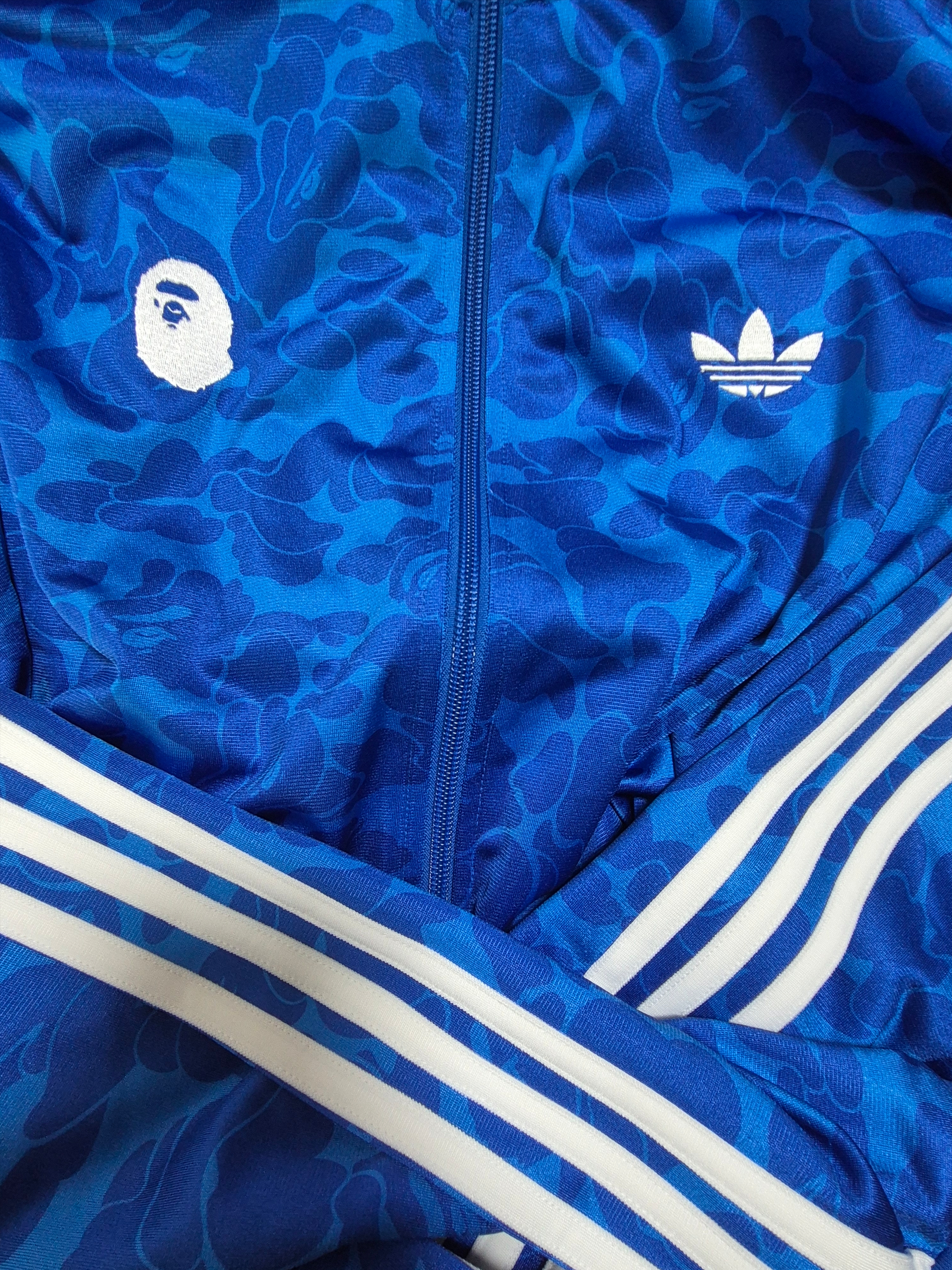 Adidas x BAPE Allover Print Track Top Blue - KR Sizing 착용 스타일 - 3