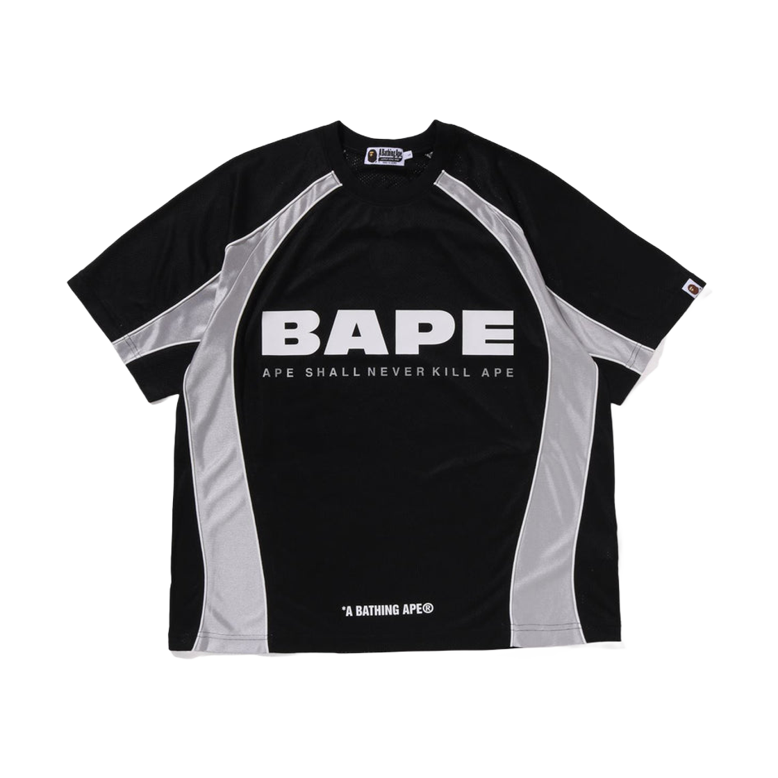 베이프 솔리드 카모 자카드 멀티로고 릴렉스드 핏 풋볼 저지 블랙