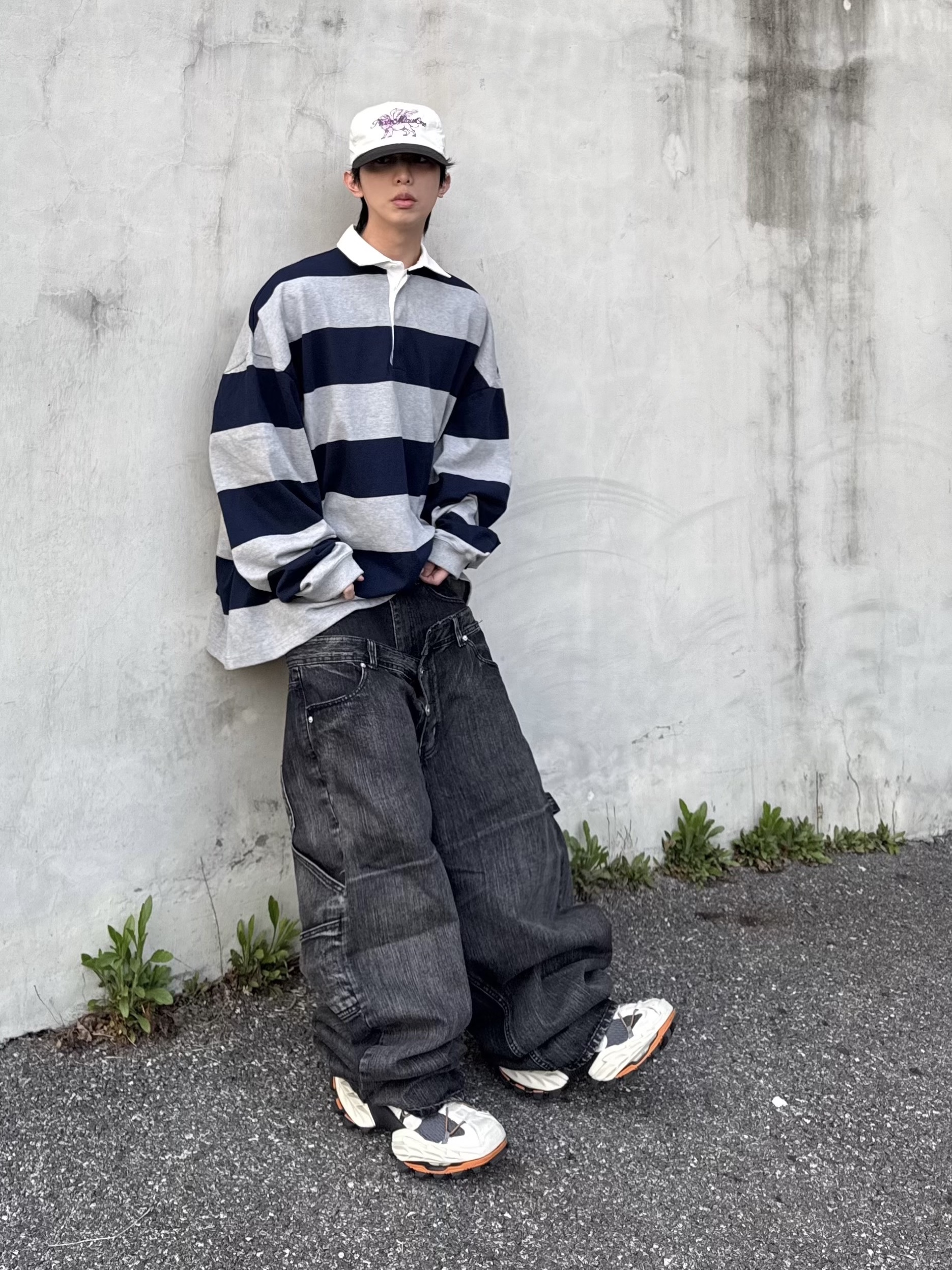Peaceminusone x Joopiter Five-Panel Baseball Cap White Purple, Balenciaga Hike Sneakers Beige Orange 착용 스타일 - 1