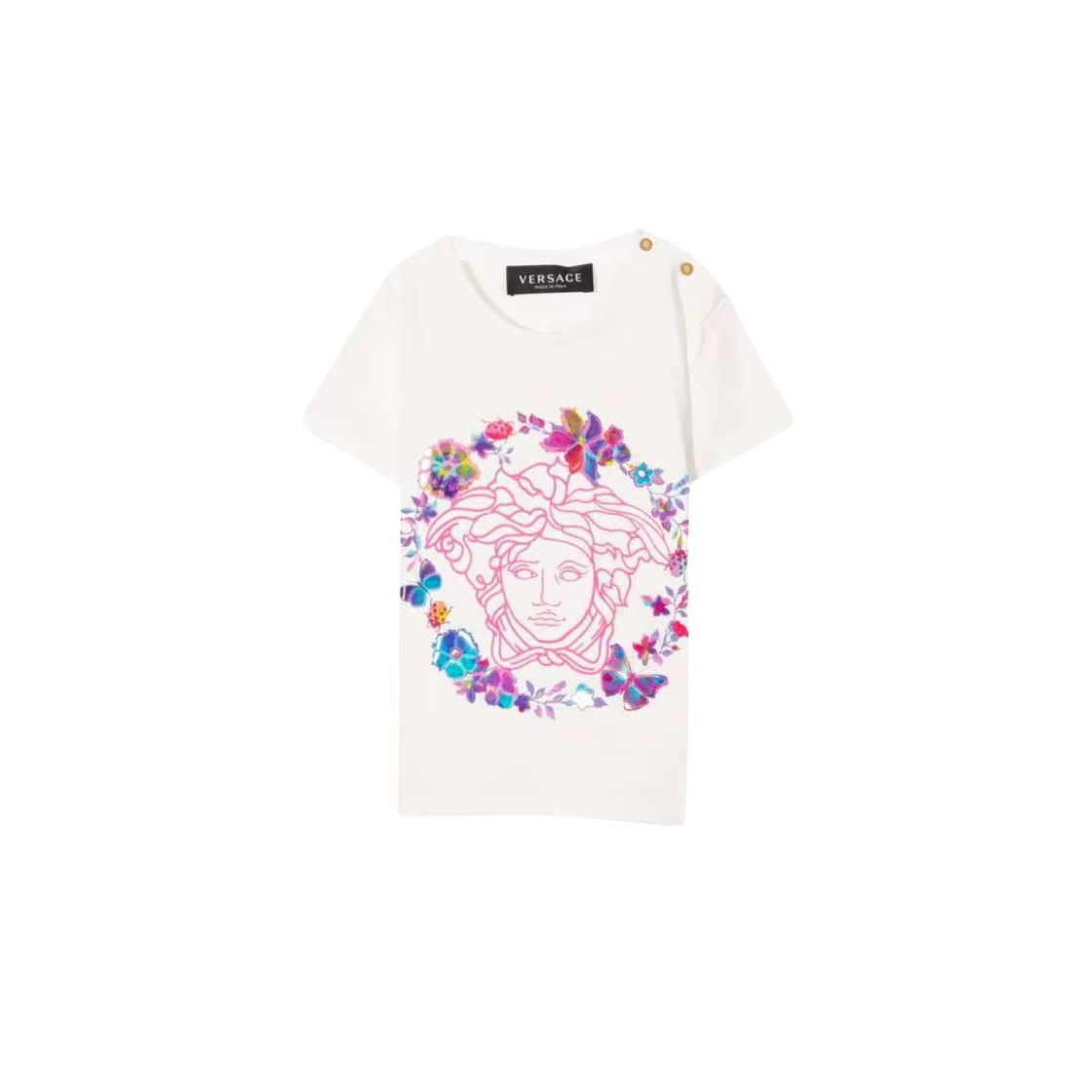1000152-1A047132-W070 (Kids) Versace Logo Print T-Shirt White