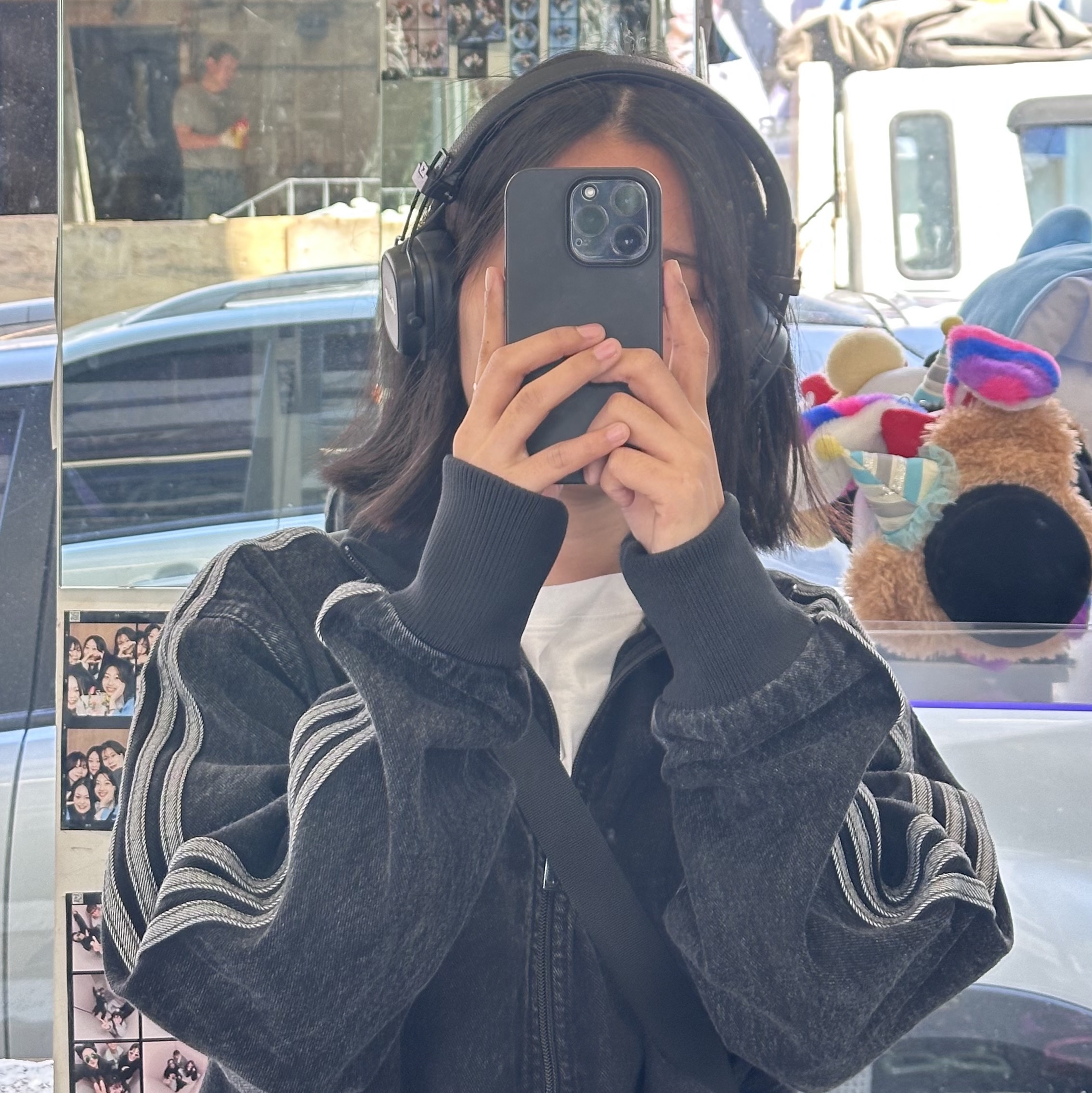 아디다스 아디컬러 데님 파이어버드 트랙탑 트루 블랙 데님 - KR 사이즈, 마샬 메이저 5 블랙 (국내 정식 발매 제품) 착용 스타일 - 2
