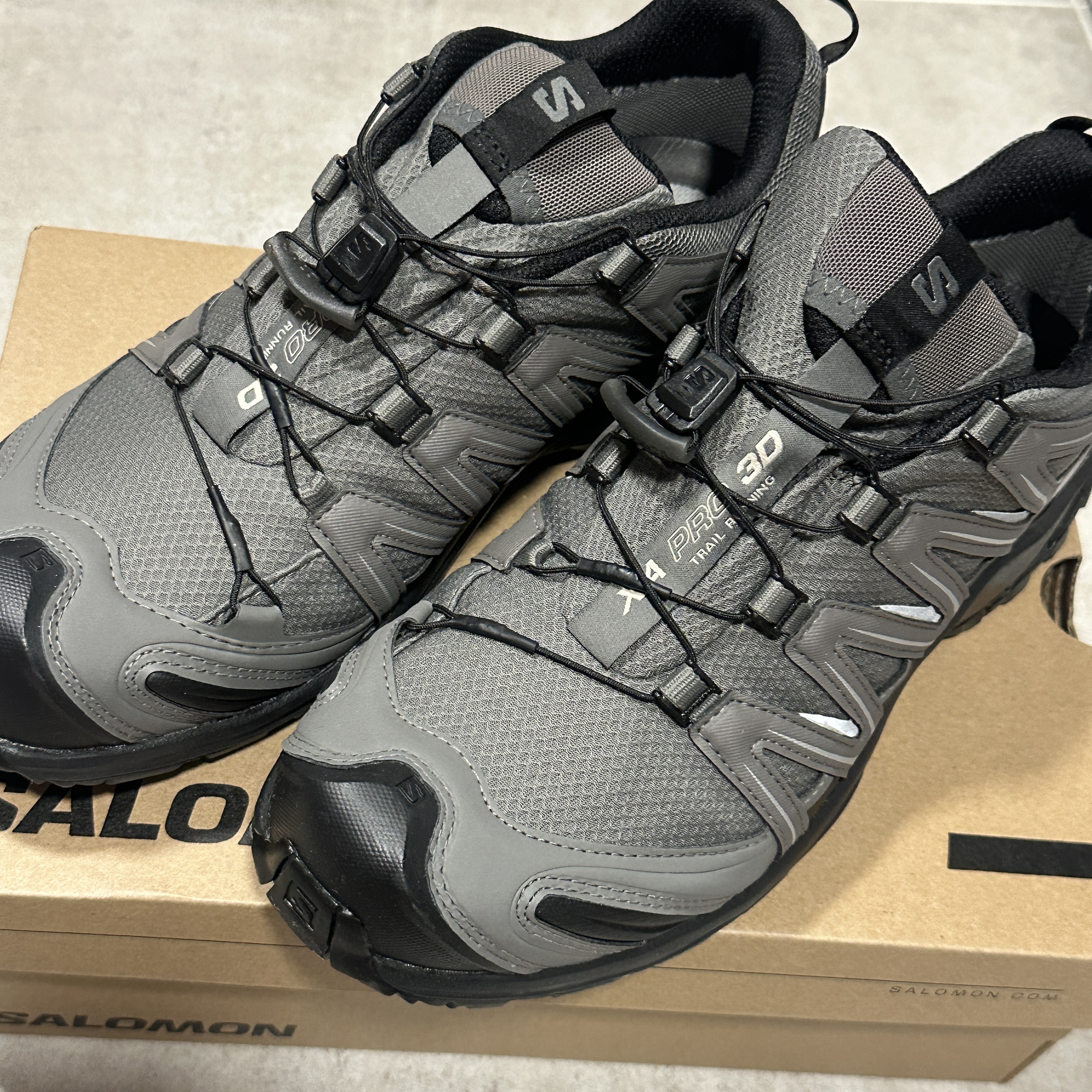 Salomon XA Pro 3D GTX Pewter Black Silver Cloud 착용 스타일
